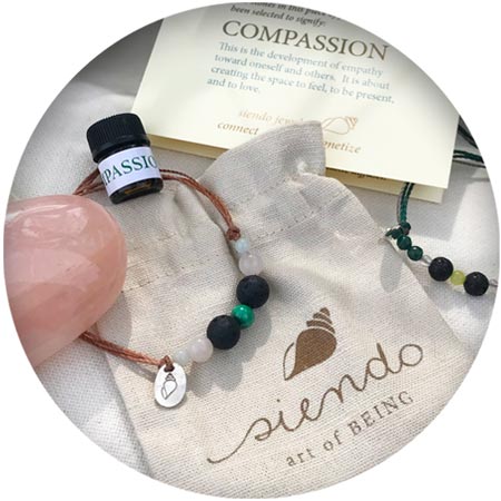 siendo energized compassion crystal bracelet with essential oil blend